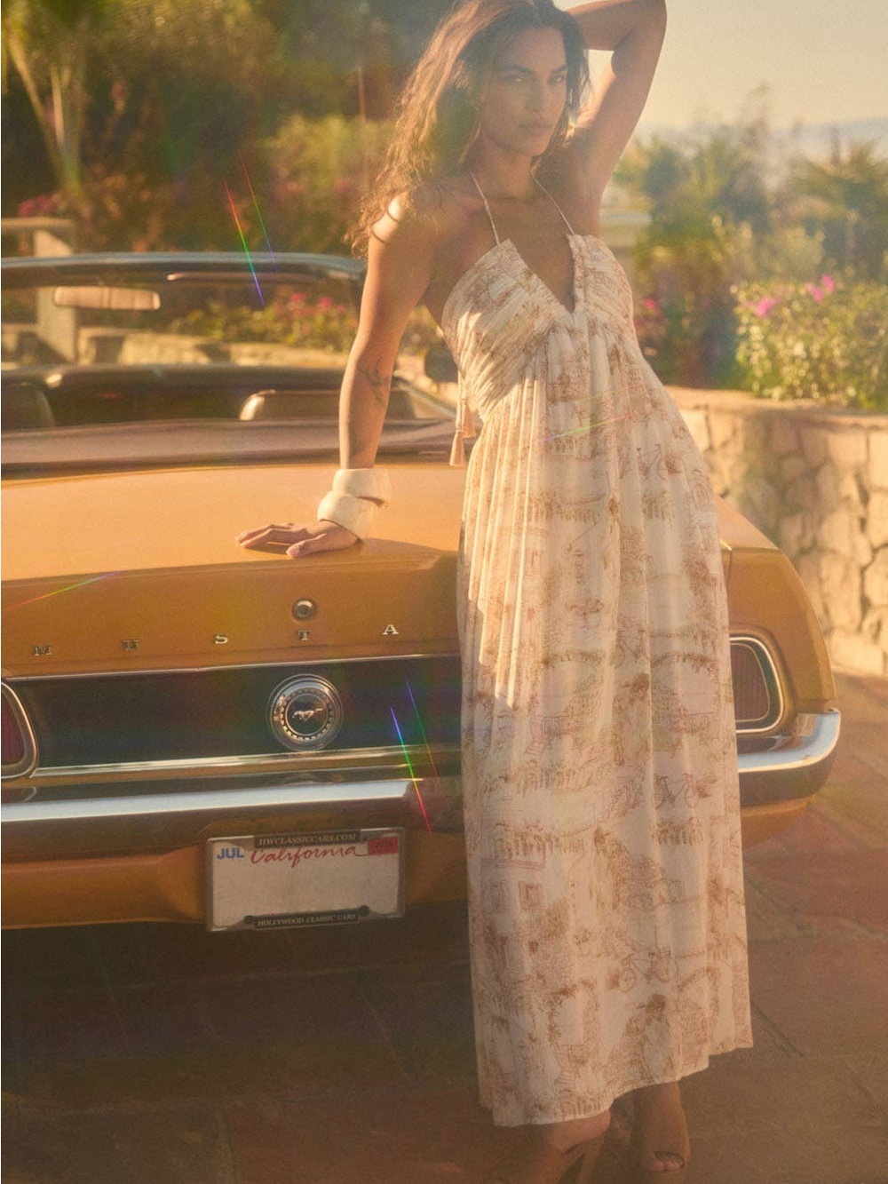 Scenic-Print Toile Tie-Back Halter Maxi Dress | Promesa